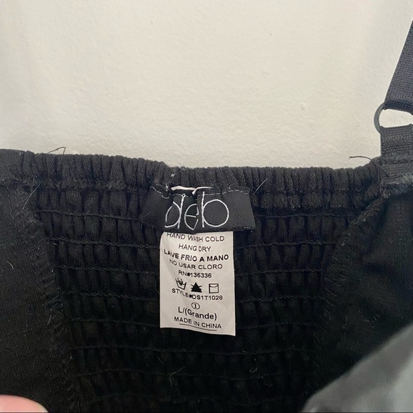 Deb Black Faux Leather Crop Top Spaghetti Strap/ Cups - Picture 3 of 4